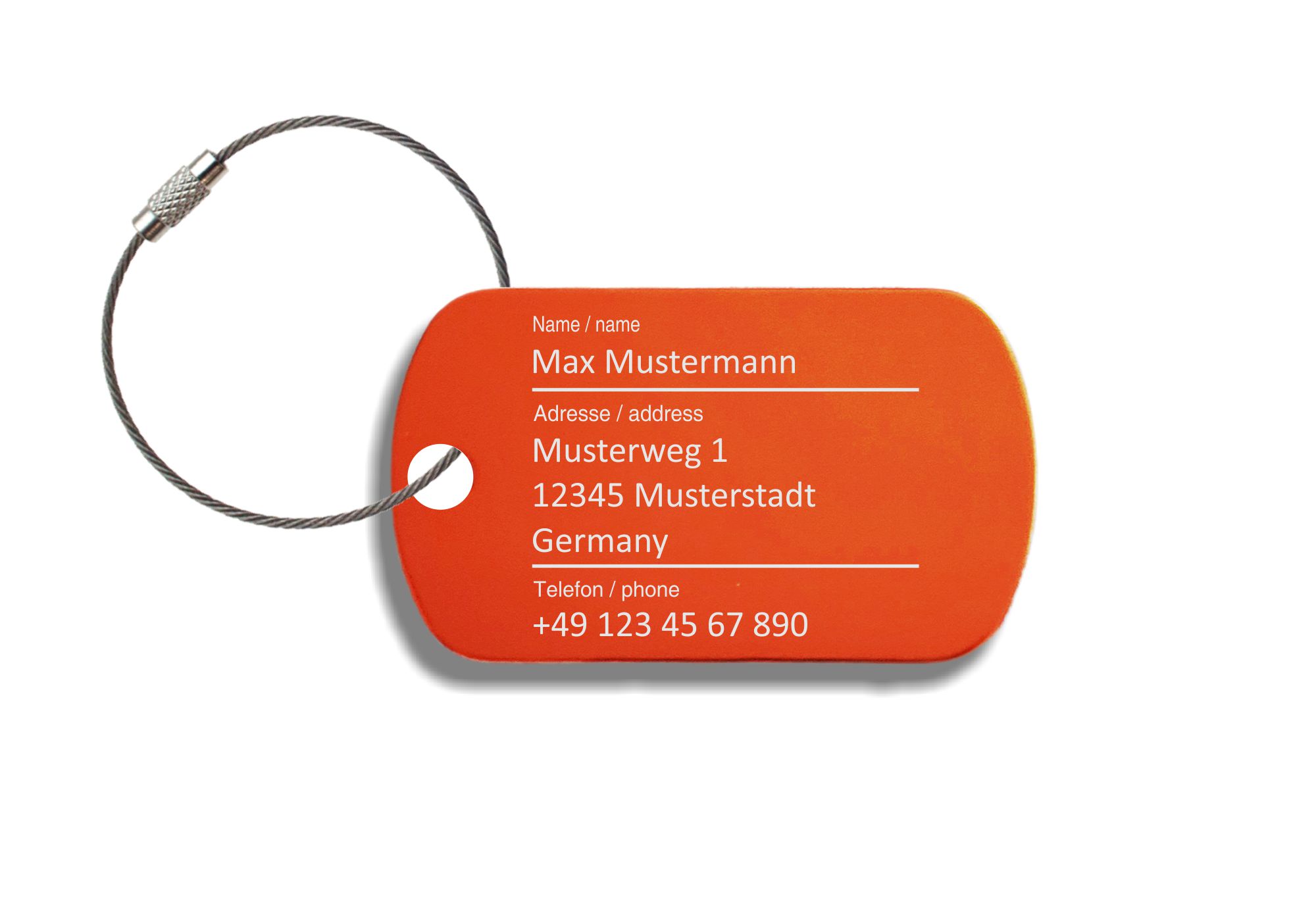 Gepäckanhänger "Dark Orange", Aluminium, Kofferanhänger graviert mit Ihren Namen