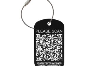 Gep&auml;ckanh&auml;nger "QR-CODE" individuell graviert, Aluminium, Adressanh&auml;nger