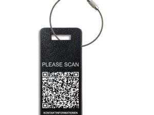 Gep&auml;ckanh&auml;nger "QR-CODE" individuell graviert, Aluminium, Kofferanh&auml;nger, Adressanh&auml;nger